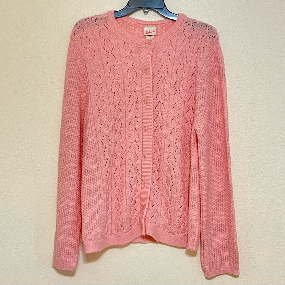 Vintage Haband Pink Knit Cardigan Sweater Size Medium